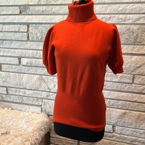 French Connection Orange Turtleneck Short Sleeve Sweater